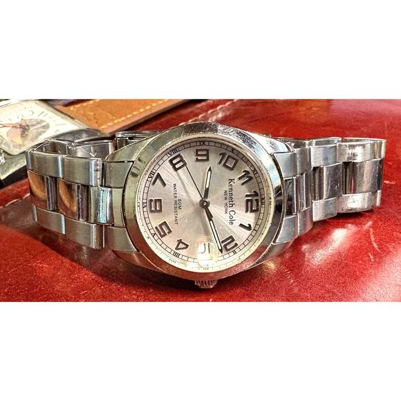 Women's 30mm Silver Tone Kenneth Cole NY Watch, WR 50M, Magnified Date Window - Picture 1 of 4